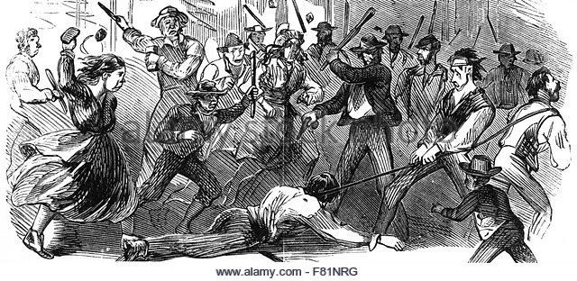 Гнусный лгун. New York Draft Riots, July 13, 1863. Банды Нью-Йорка шарж.