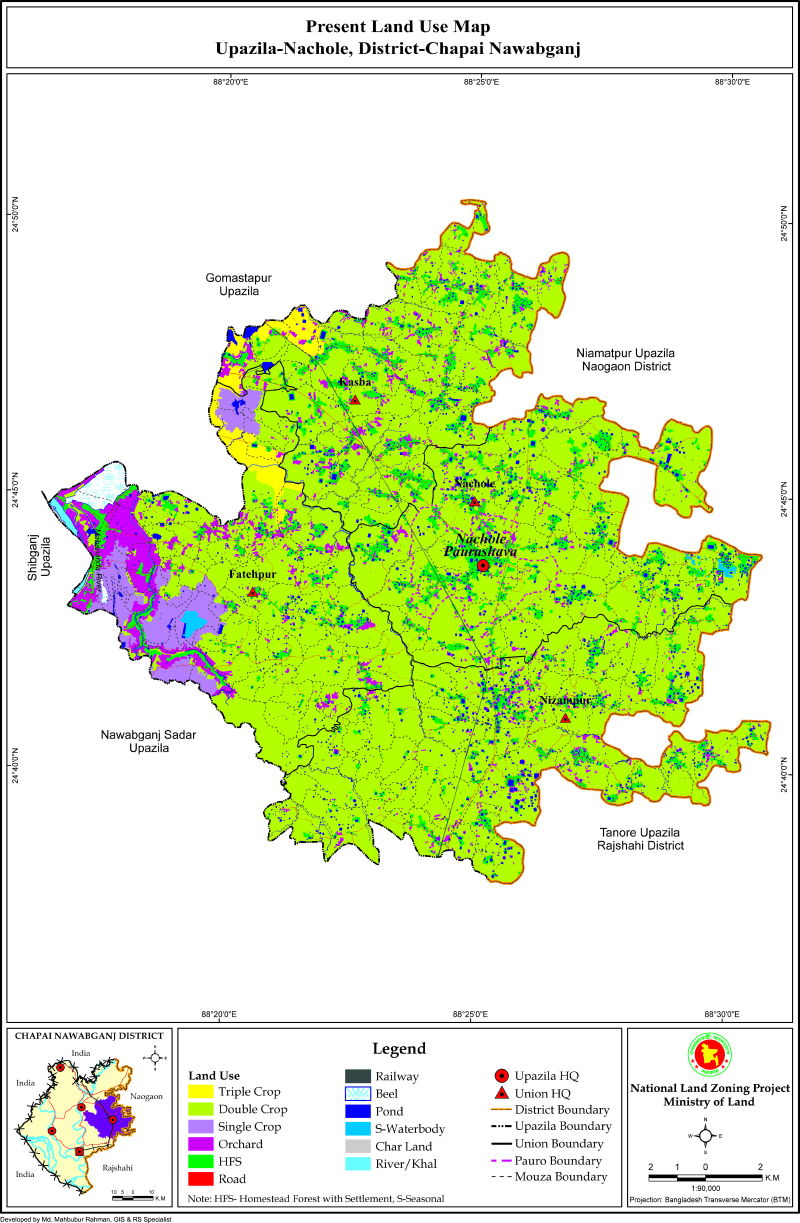 Nachole Upazila Mouza Map Nawabganj District Bangladesh