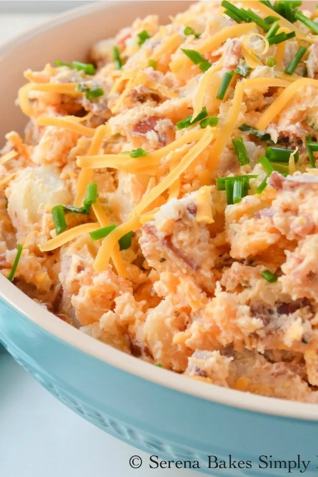 Fully Loaded Baked Potato Salad is perfect for Picnics and BBQs from Serena Bakes Simply From Scratch.
