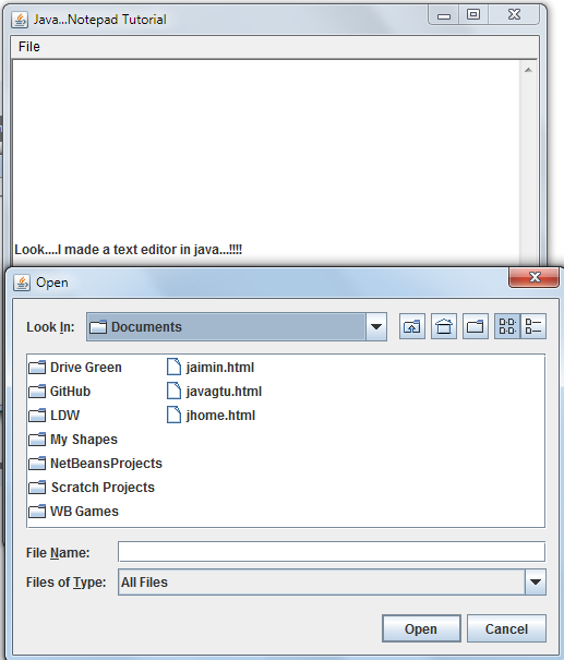Notepad Java examples