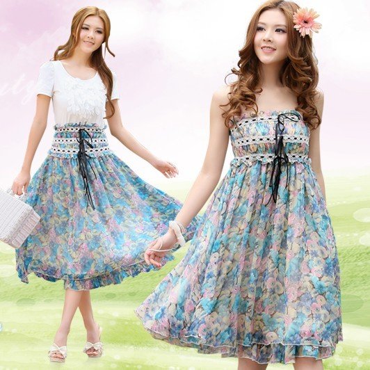 Spaghetti Strap Dresses | Long Chiffon Floral Print Dresses | Summer ...