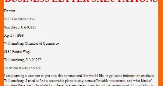 Business Letter Business Letter Salutations