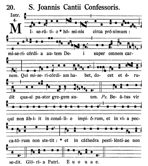 Gregorianischer Choral S. Johannes Cantius Okt 20