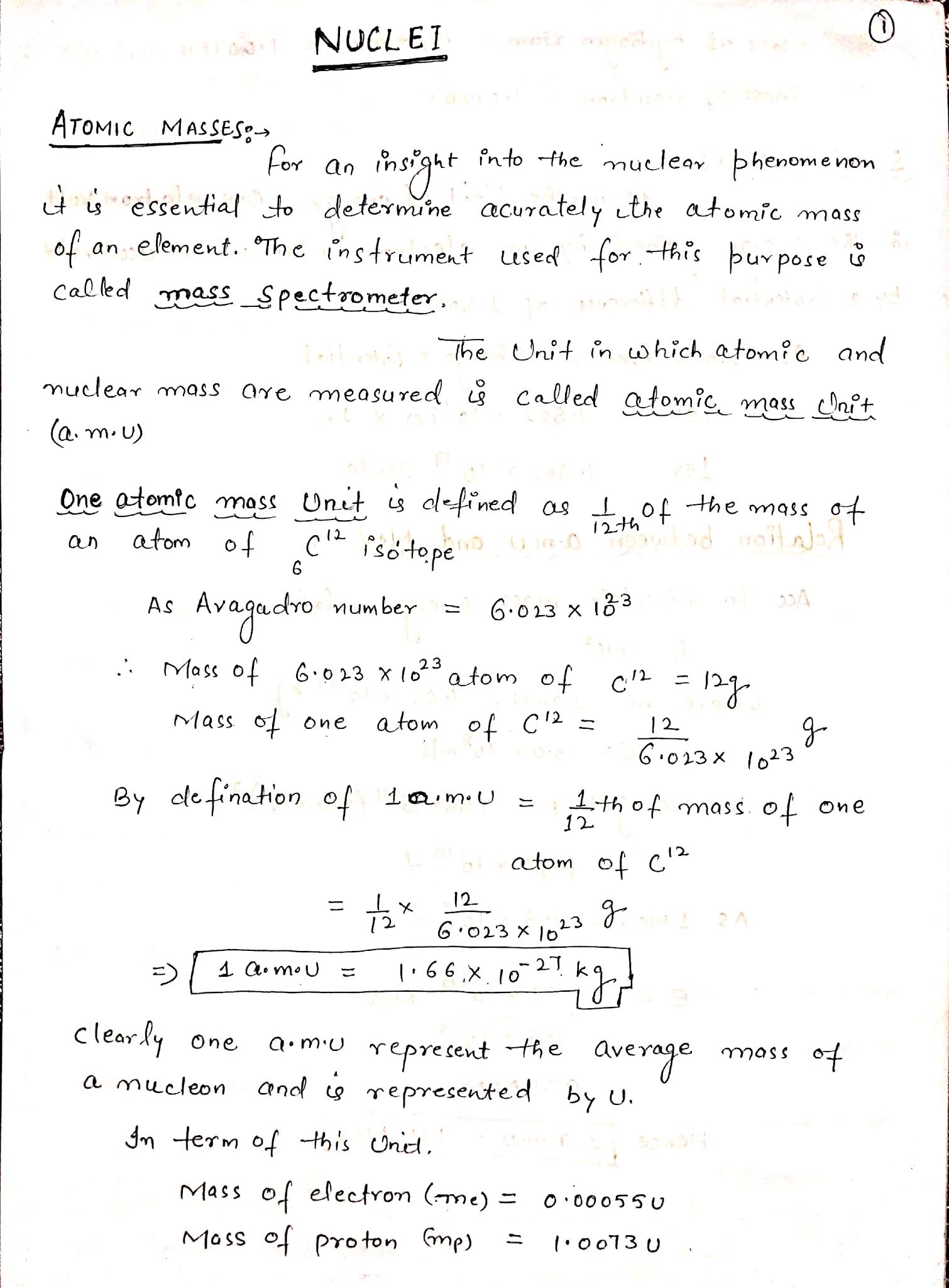 Nuclei Handwritten Note for Class 12 Physics