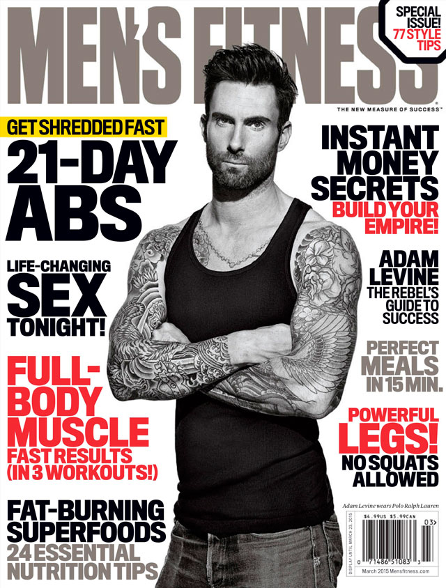 Adam Levine é capa da edição de março da Men's Fitness. Foto: Divulgação
