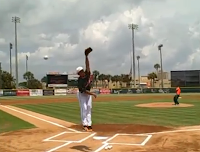 Shane Larkin throws wild ceremonial first pitch