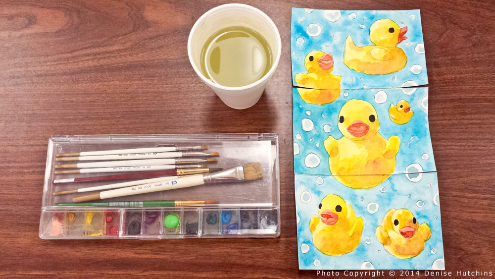 Rubber Ducky Painting, Watercolor Complete