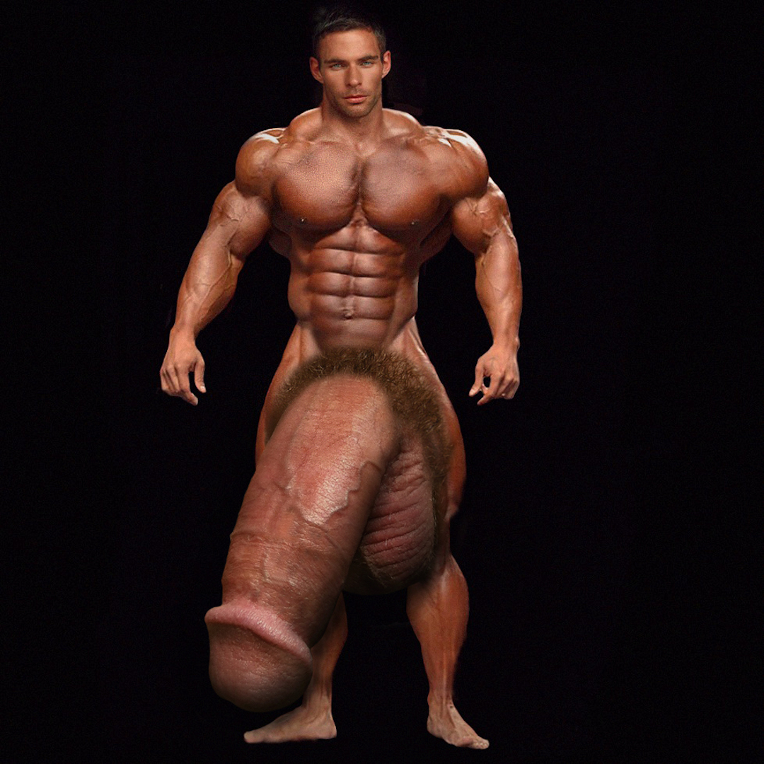 Gigantic Huge Meat: Three hyper handsome bodybuilders with gigantic dicks a...