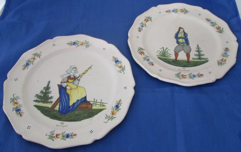 Pair Of HB Quimper Plates, Circa 1900 SOLD