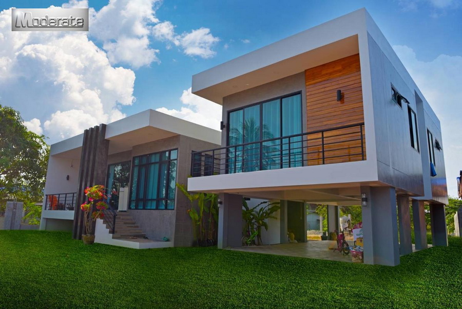 แบบบ านโมเด ร นทรงกล อง ช นเด ยวยกพ นเล นระด บ พ นท 233 ตร ม งบก อสร าง 1 9 ล านบาท by บ านป าตาลโมเดอเรท ด ไอเด ย บ าน