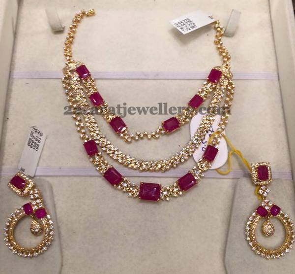 CZ Ruby Sets in Light Weight - Jewellery Designs
