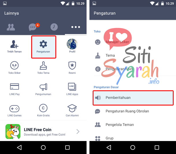 menonaktifkan notifikasi lgr android