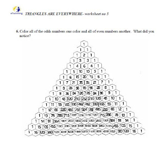 TRIANGLES ARE EVERYWHERE: Worksheet about Pascal triangle from Poland
