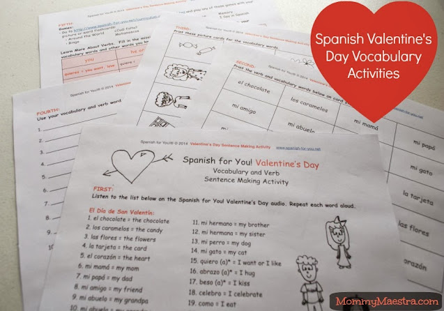 Free Valentine's Sentence Building Activity Sheets in Spanish