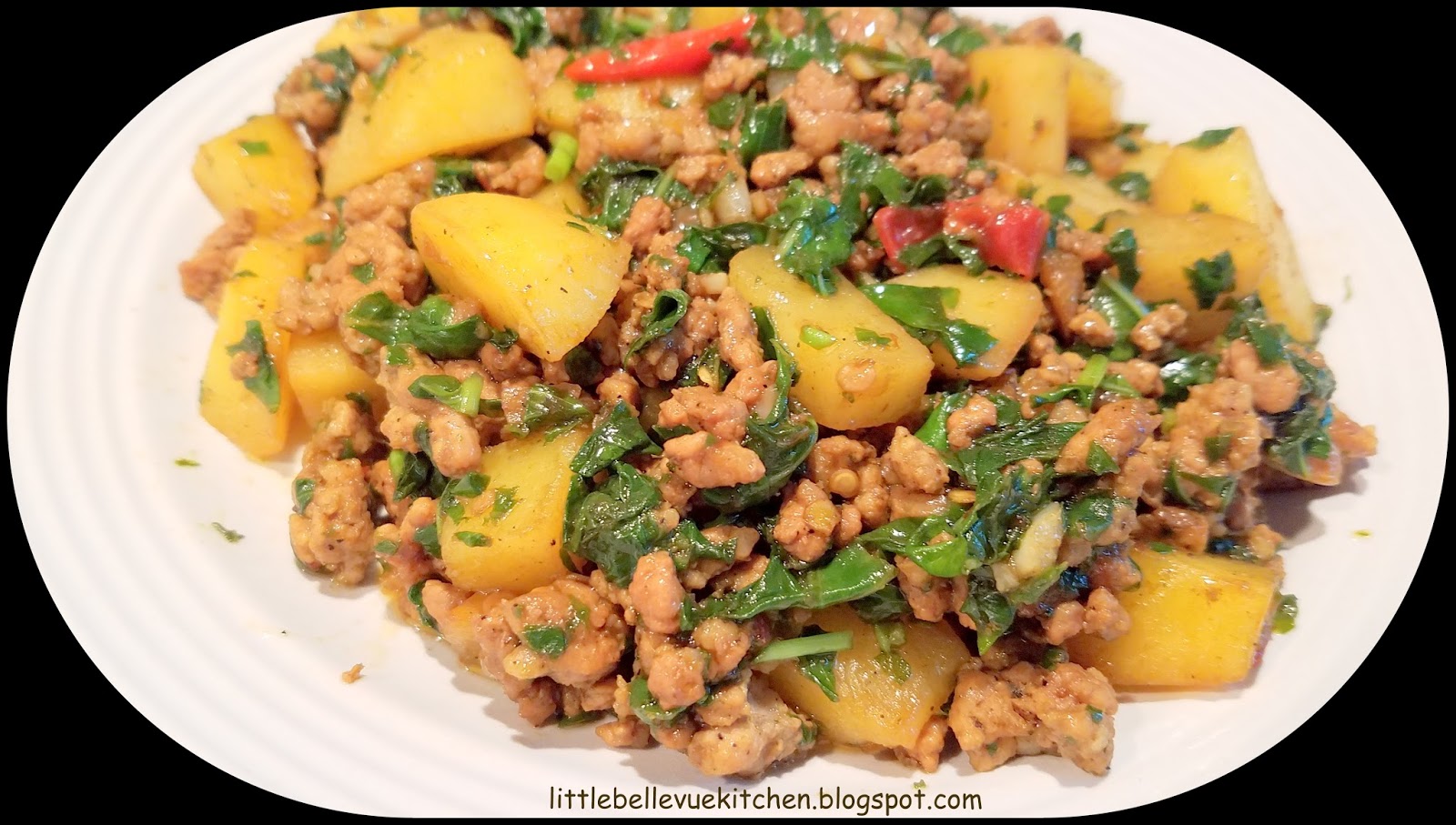 Little Bellevue Kitchen Stir Fried Minced Meat with Potato and Sweet Basil