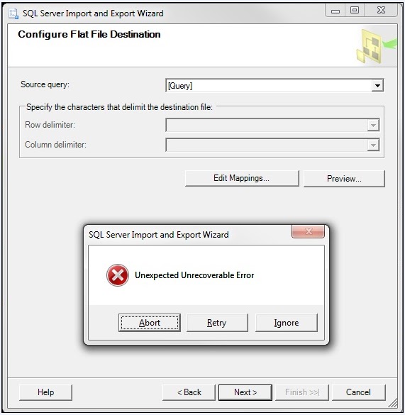 SP s Microsoft SQL Server Tips Tricks SSIS Import Export Wizard Unexpected Unrecoverable 