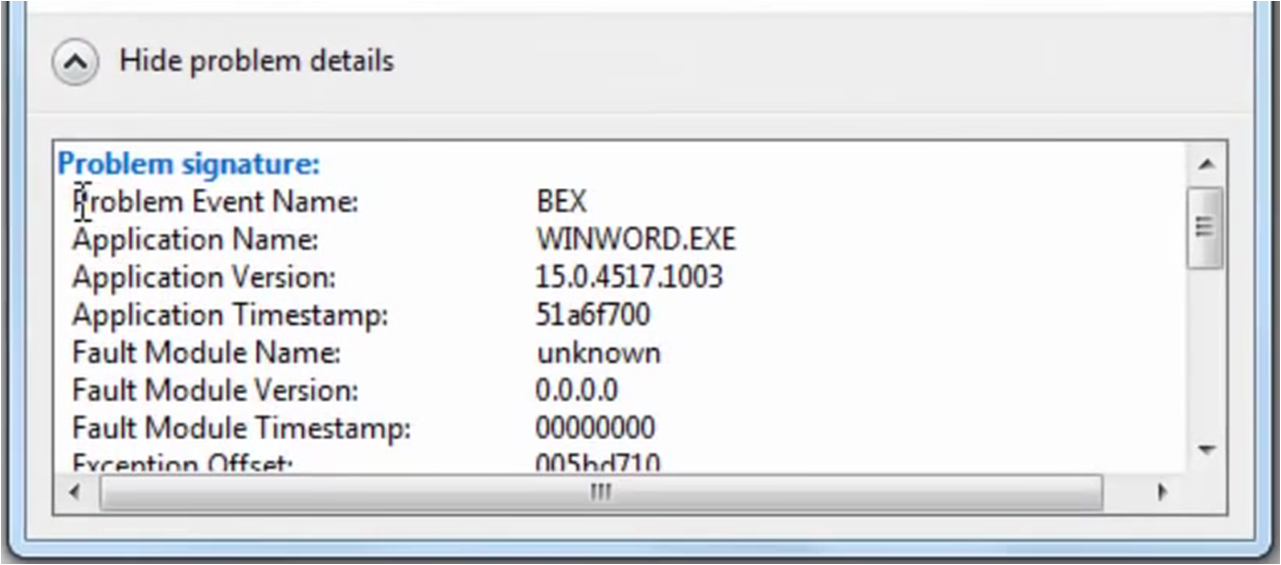 Ошибка приложения winword. Bex64 ошибка. исправить ошибку bex. имя события: bex64. проблема сигнатуры.