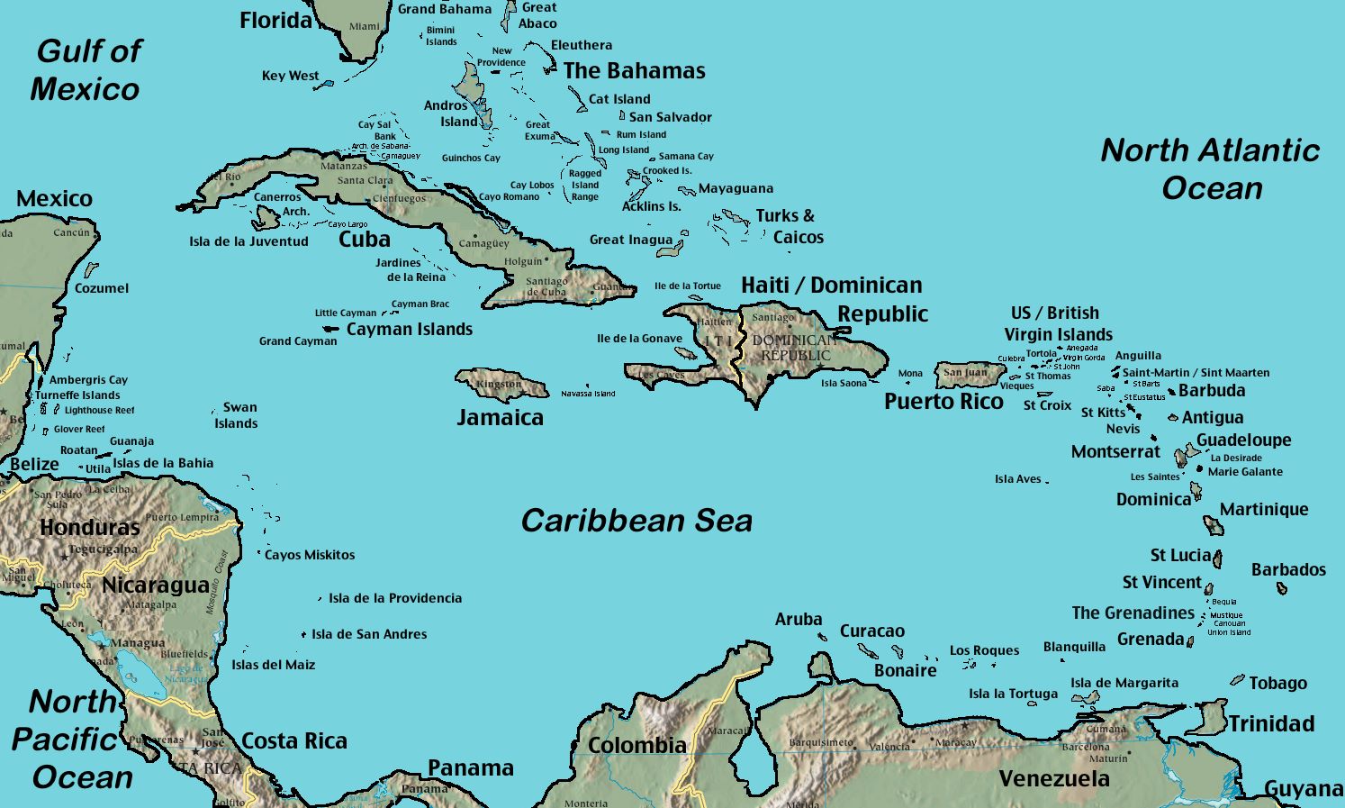 Caribbean Islands Map 
