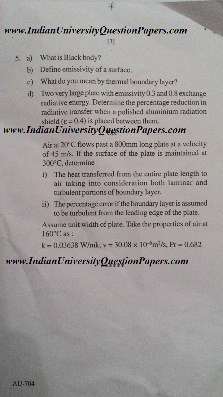 RGPV AU704 Combustion and Heat Transfer Dec 2016 Question Paper
