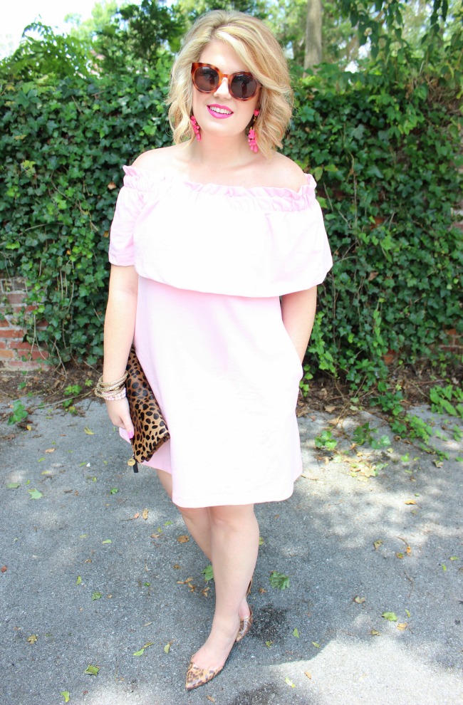 Affordable pink off the shoulder H&M dress