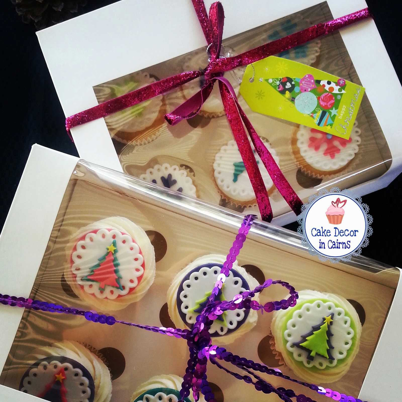 Gorgeous Christmas Cupcakes Boxed sets, Great teacher gift idea.