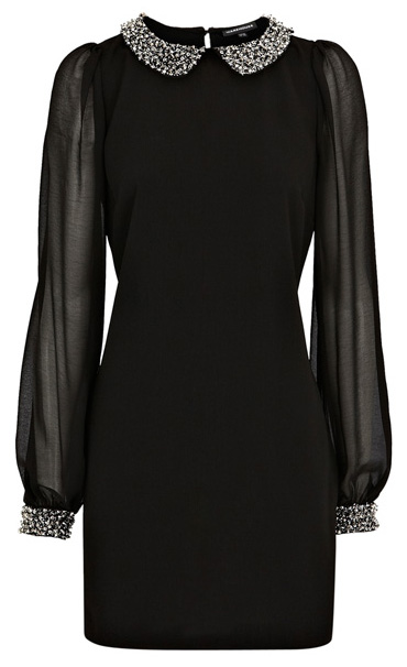 Warehouse Embellished Collar and Cuff Dress