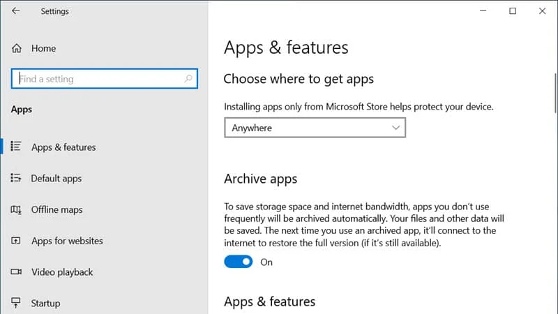 Windows 10 will allow you to automatically archive apps that you don't use frequently