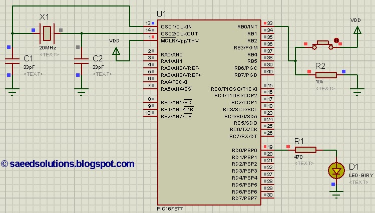 How to use PIC16F877 pin as input? (Code+Proteus simulation) | Saeed's Blog