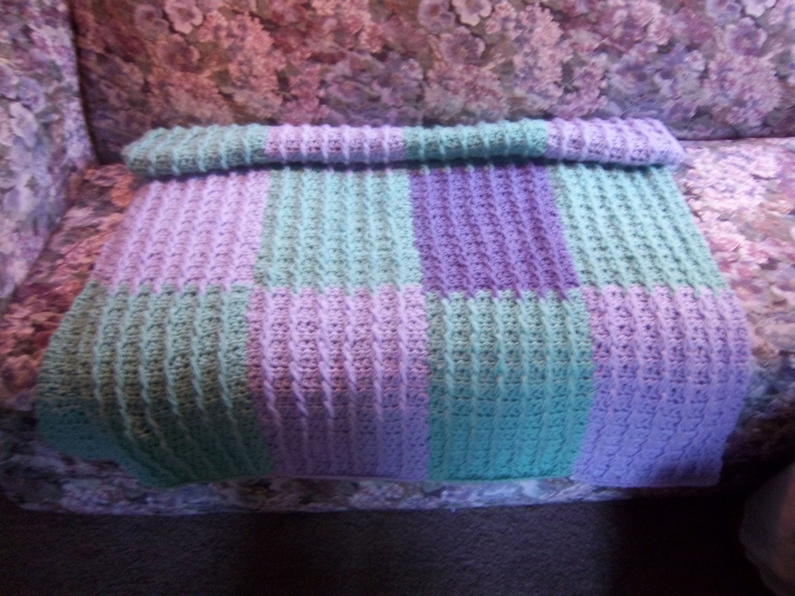 Heather's Crochet Designs Sage Lilac Single Raised Rib Crochet Blanket