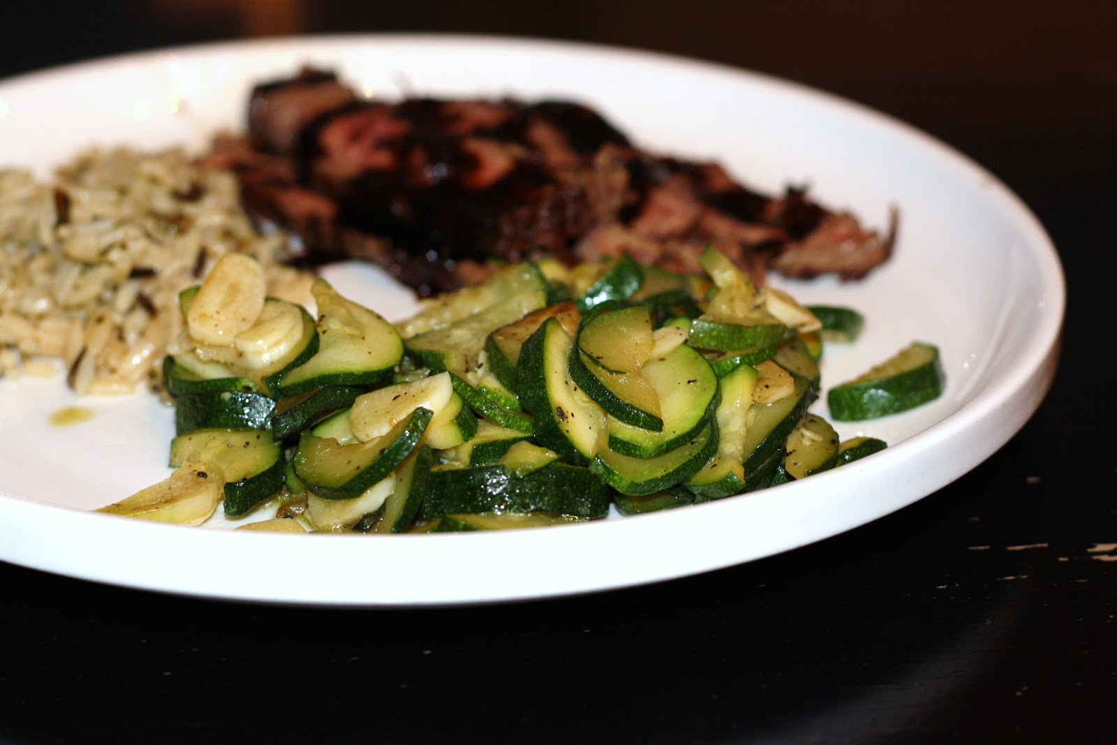 what's for dinner? balsamic steak with garlic zucchini... 30 minutes