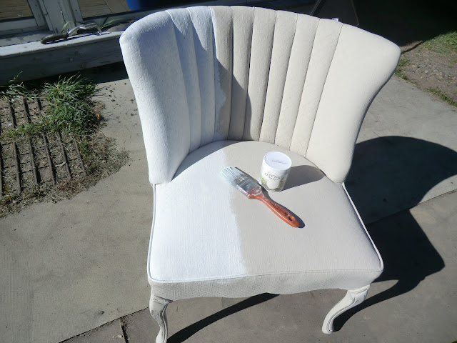 painting a fabric chair with cottage paint 