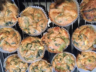 cheese and spinach Spelt muffins on a cooling rack