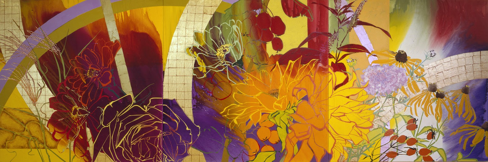 Robert Kushner, “Indian Summer – Homage to Bonnard” (2000), oil, acrylic, and mixed media on canvas, 6 x 18 feet, from “Flora: A Celebration of Flowers in Contemporary Art”