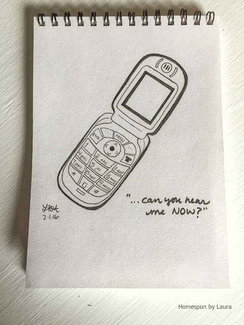 homespun by laura daily doodle pen drawing flip phone