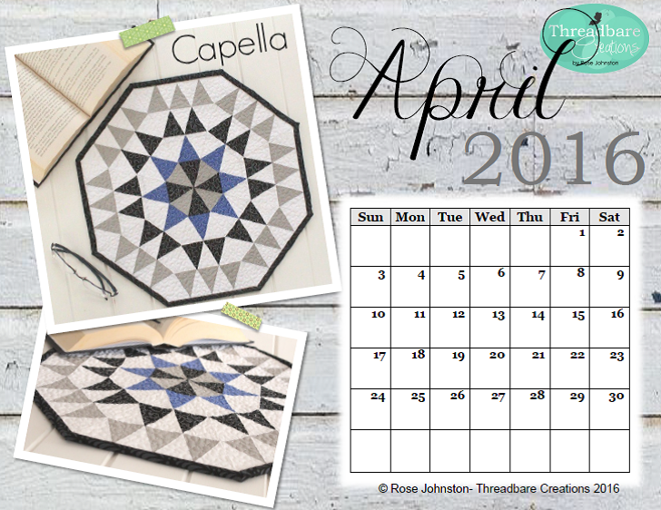 Capella Mini Quilt + Your Free April Calendar Threadbare Creations