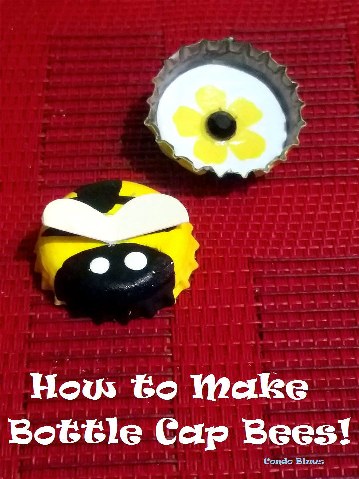 Condo Blues Recycled Crafts Bottle Cap Bumble Bees for Kids