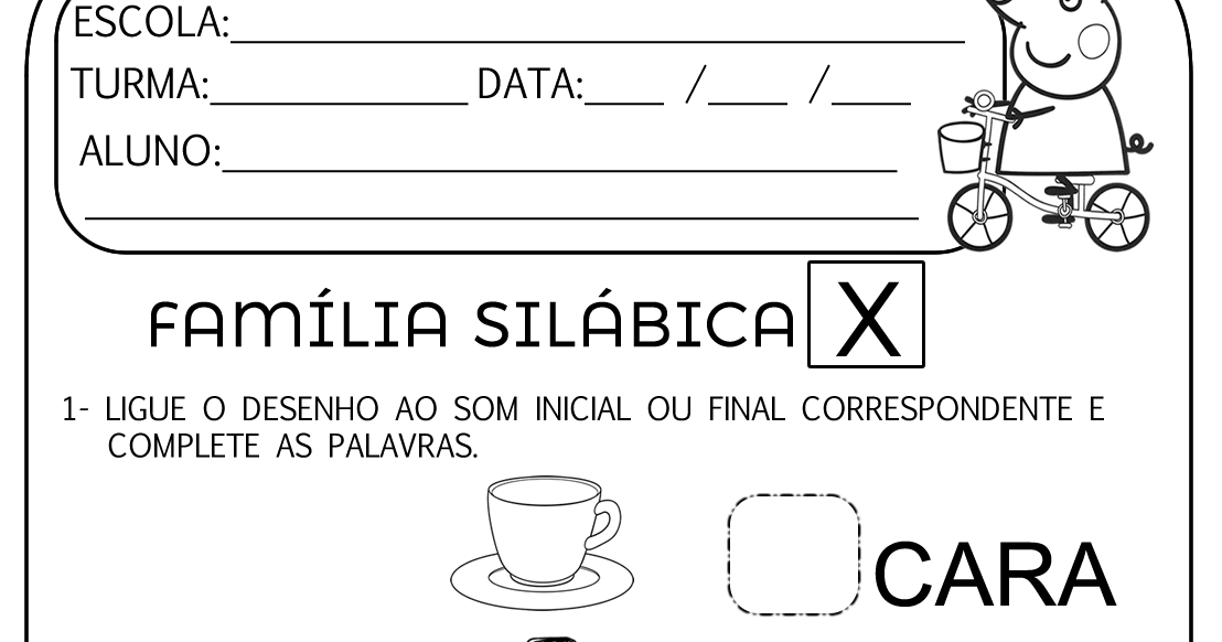 Portugues Atividade Familia Silabica Letra X 1º Ano