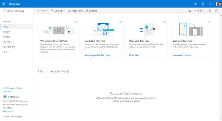 OneDrive Personal Vault has been enabled to your account