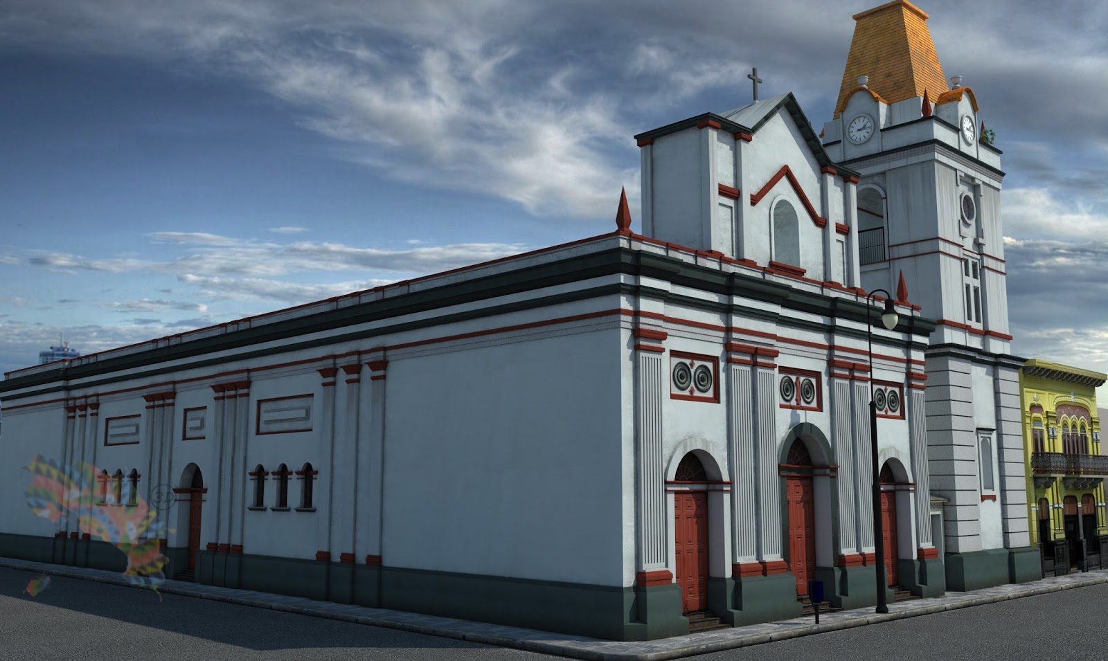 Costa Rica 3d Iglesia de Nuestra señora del Carmen