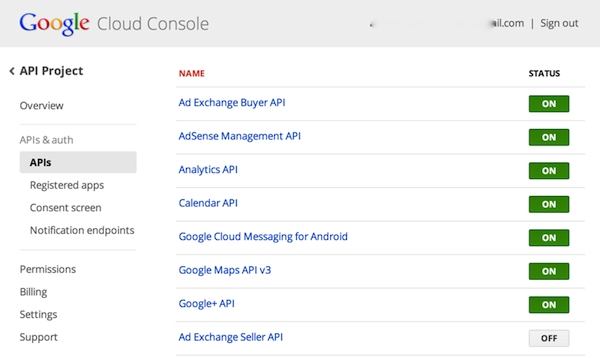 cloud console screenshot