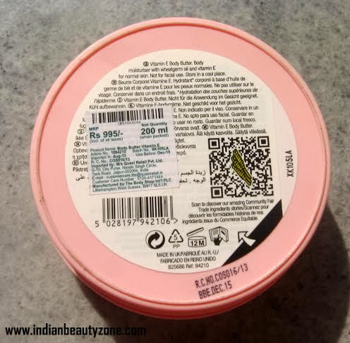 Indian Beauty Zone: The Body Shop Vitamin E Body Butter Review