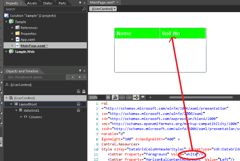 how to change datagridview header color using blender