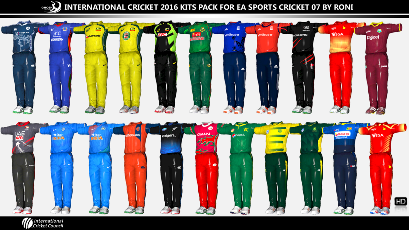 INTERNATIONAL CRICKET 2016 KITS PACK