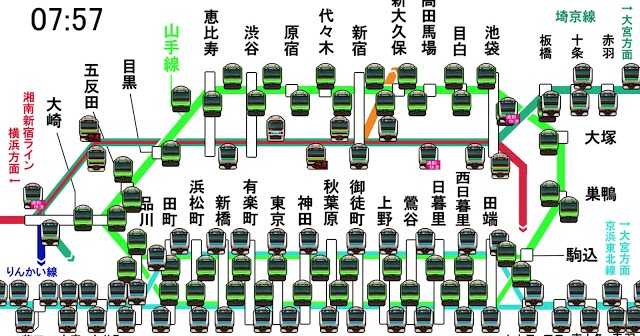 ミライノシテン東京の通勤ラッシュはすごい！山手線のラッシュ時の運行の動画【o】
