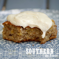 Healthy Oatmeal Banana Snack Cake Recipe with Healthy Cream Cheese Frosting