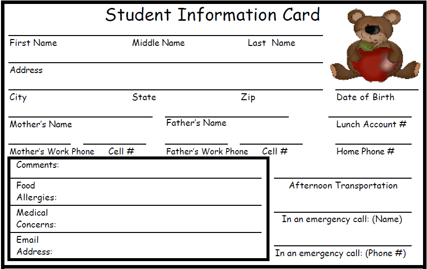 T me card infos. Карточка personal information. Personal information Card шаблон. Student information Card. Card information form.