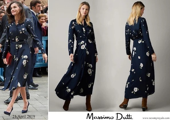 Queen Letizia wore Massimo Dutti floral print cupro dress