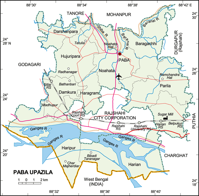 Paba Upazila Map Rajshahi District Bangladesh