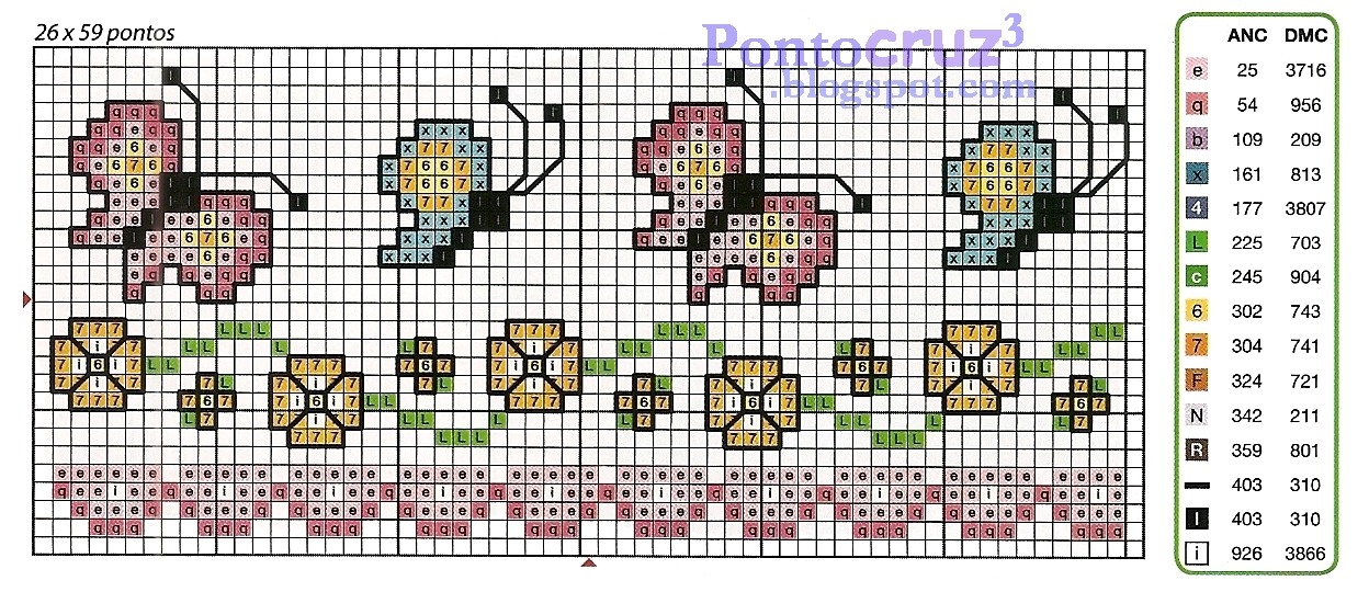 Barrado Em Ponto Cruz Bordados Ponto Cruz: Gráfico Barrado borboletas e flores em ponto cruz