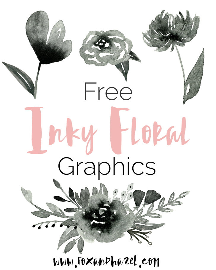 Free Inky Watercolor Flower Graphics- Fox + Hazel